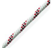 Marlowbraid Drisse Polyester 8mm Blanc Liseré Rouge Bobine 100 Mètres