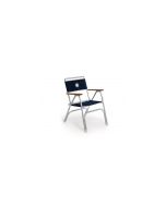 Forma Fauteuil aluminium pliant dossier élevé accoudoirs en teck M150NB