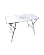 Table de cockpit pliante solide et stylée, équipée d'un revêtement mélamine et avec un décor rose des vents.
